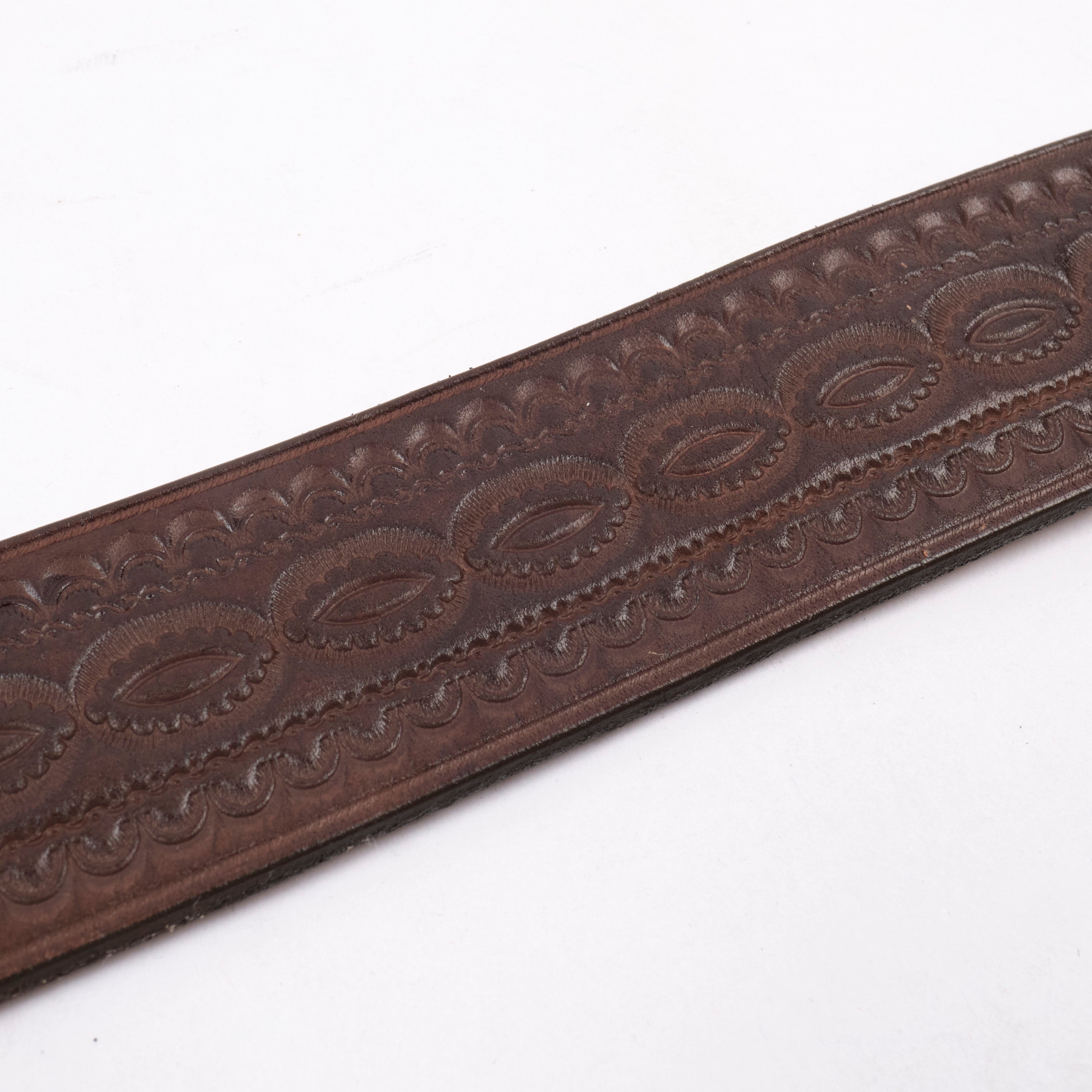 Codina Leather - Brass Buckle Brown Embossed Vegetable Tanned Leather Belt