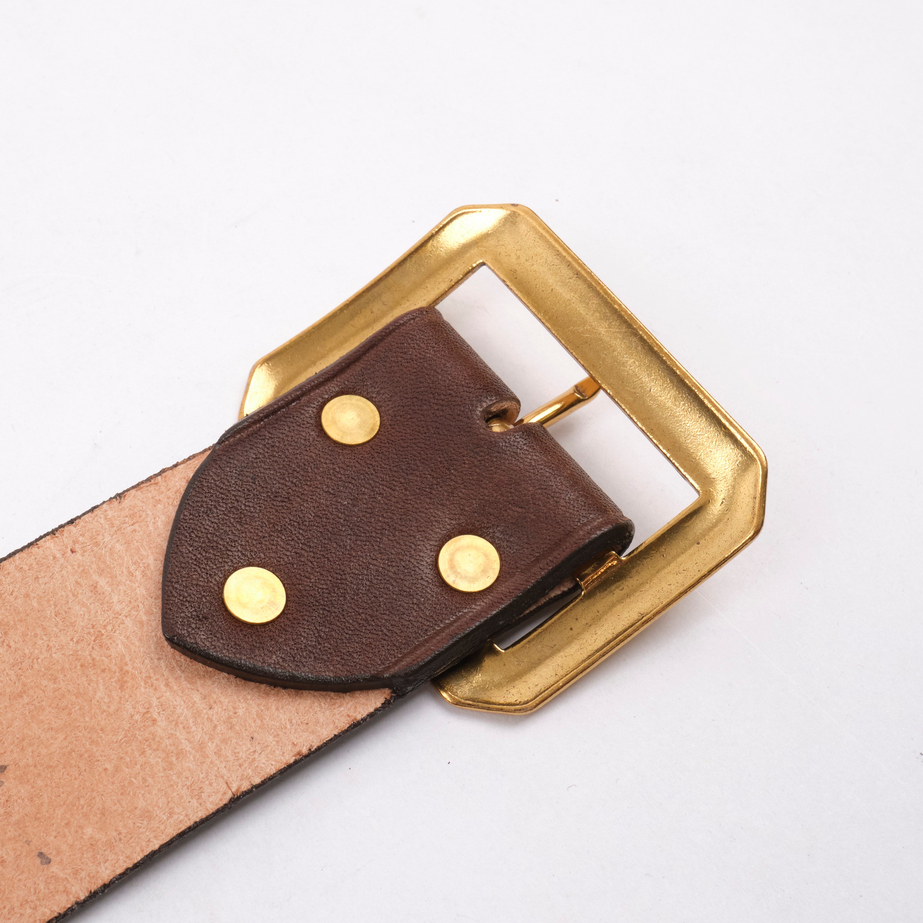 Codina Leather - Brass Buckle Brown Embossed Vegetable Tanned Leather Belt