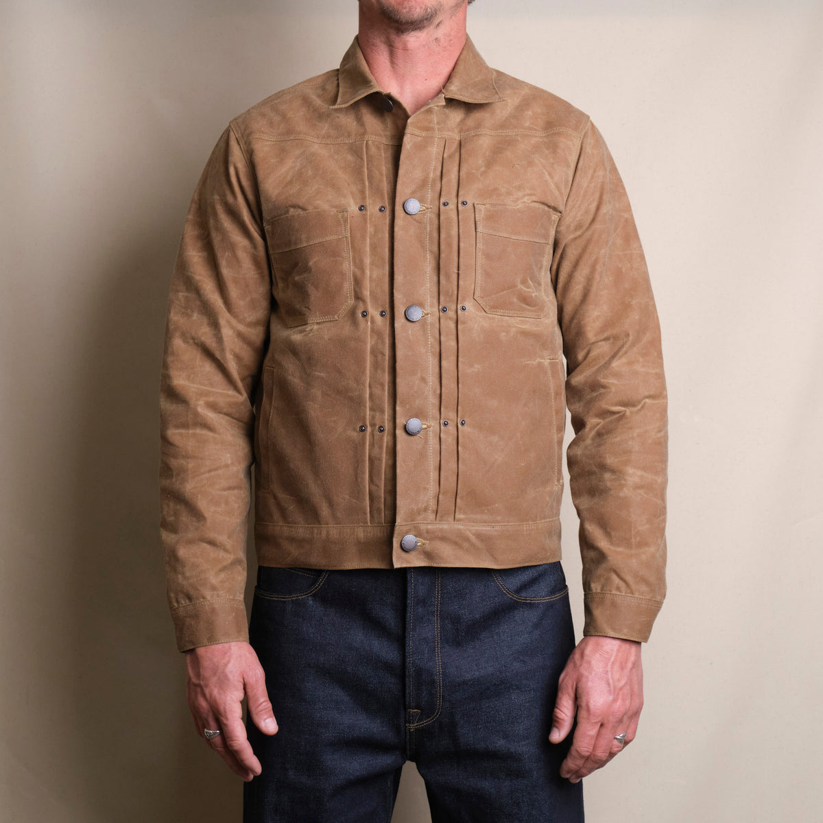 Rust Color Rough Out Jacket Riders Jacket Waxed Canvas | Rust