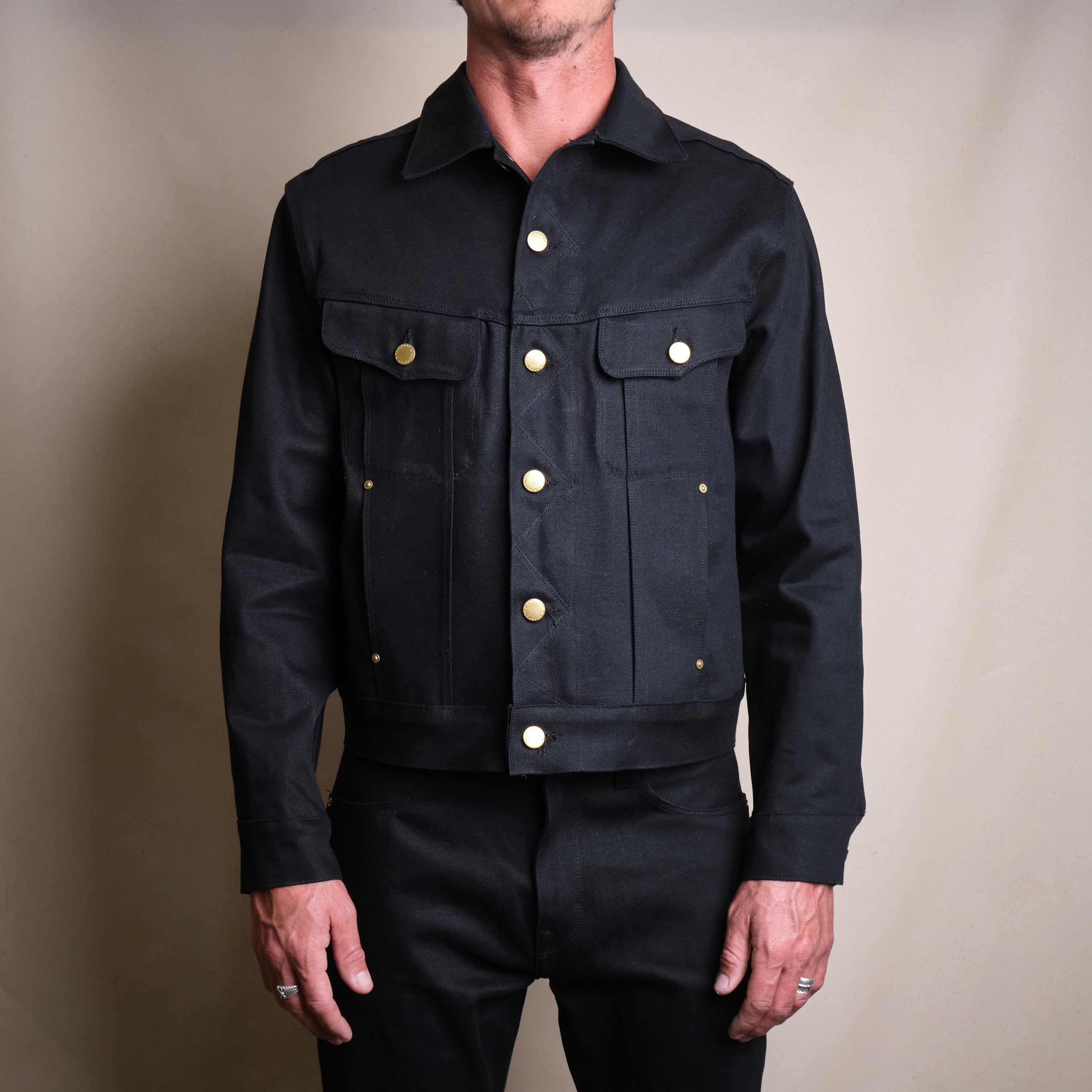 High Low 14 Ounce Black Denim