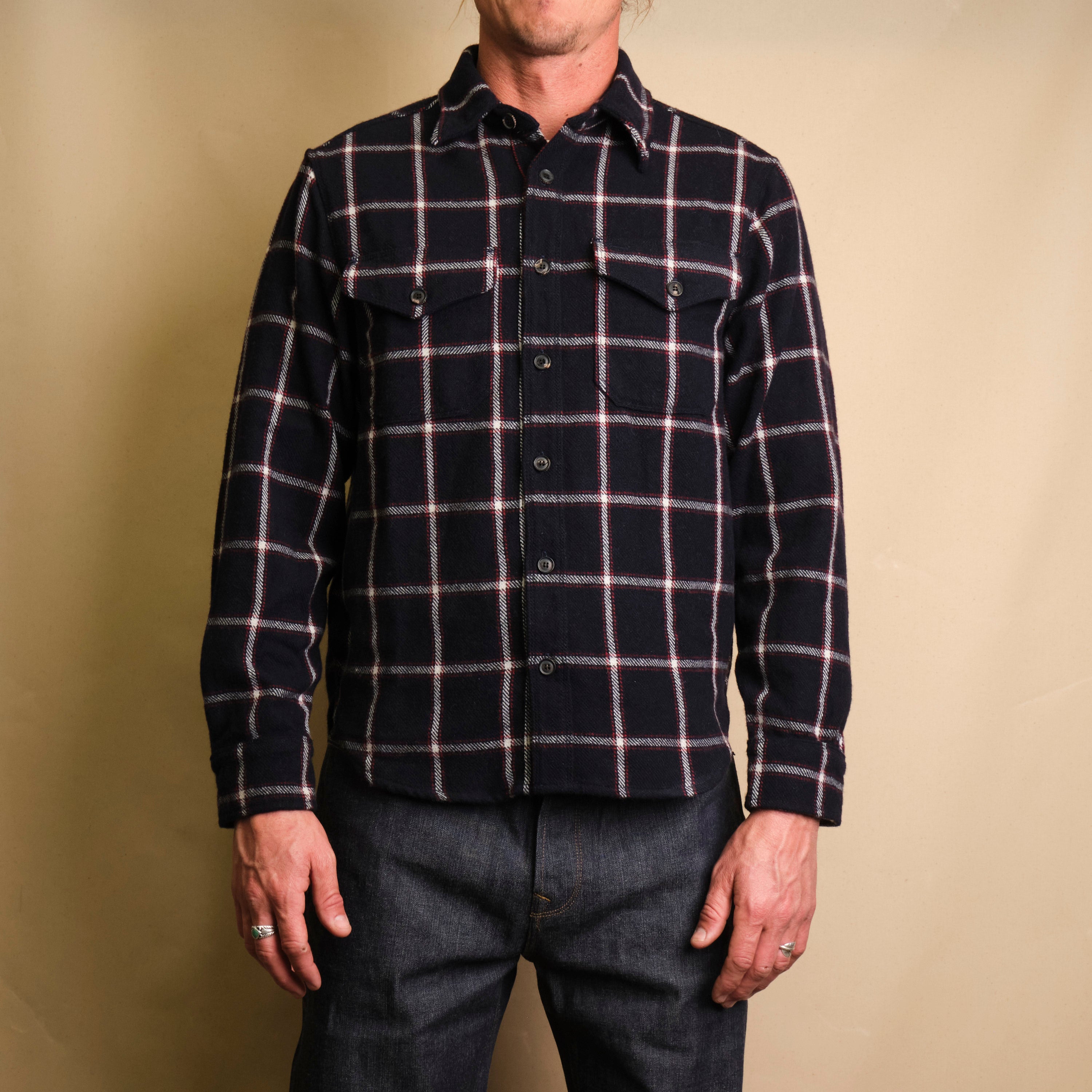 Kamas Navy Wool Plaid