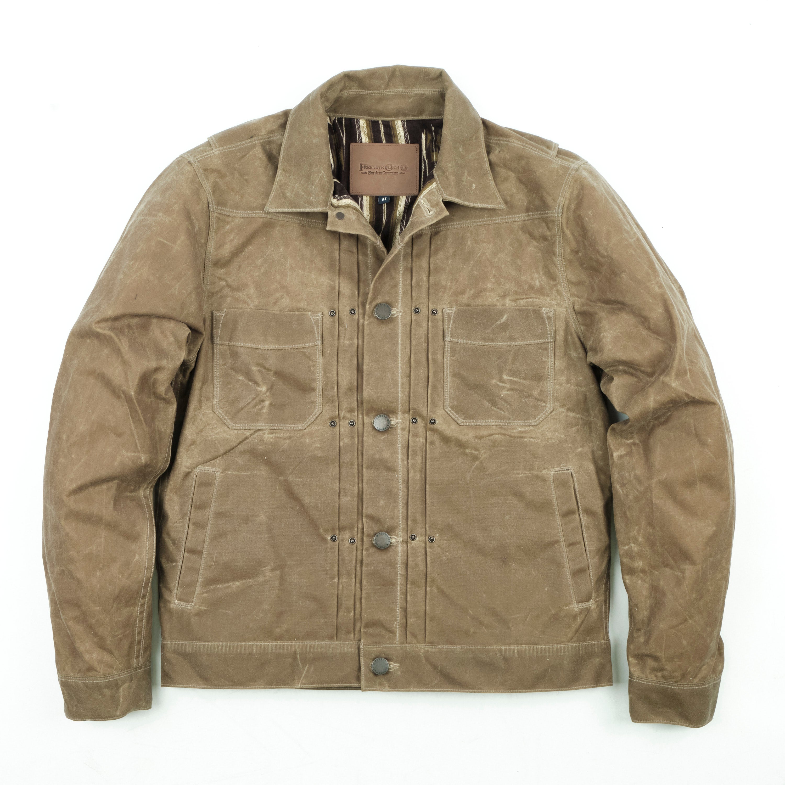 Riders Jacket Waxed Canvas Tobacco Purple Interior