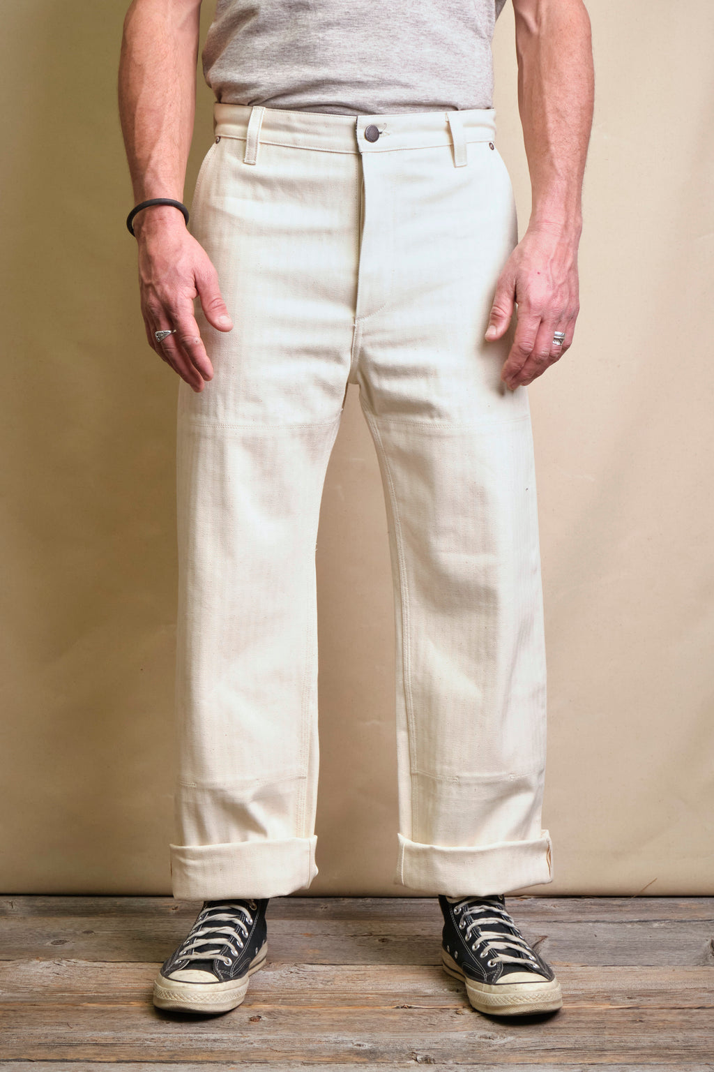 Ortega Pant | 13 Ounce Natural Herringbone display picture 1