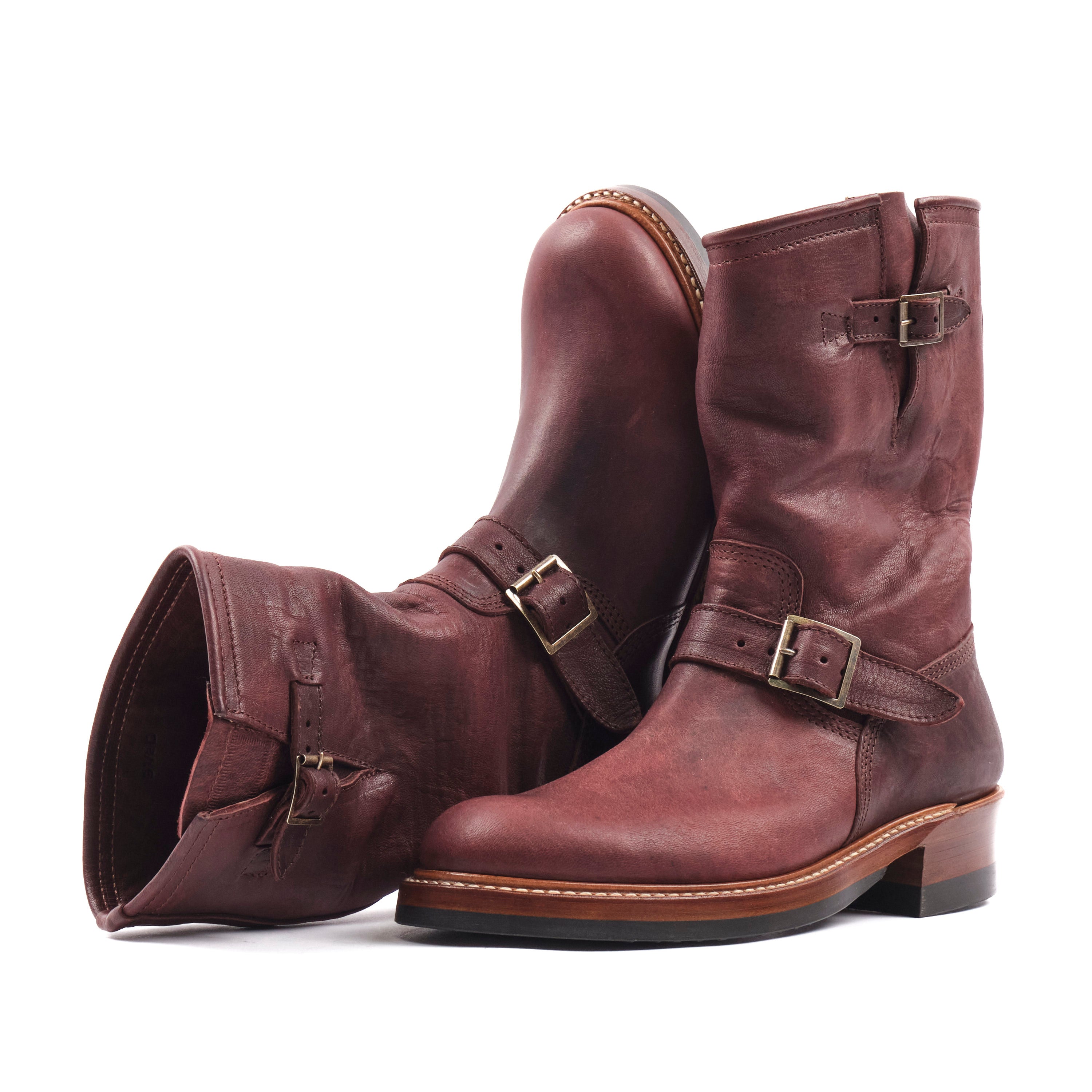 John Lofgren Wabash Engineer Boots Burnt Burgundy Ezo Deerskin
