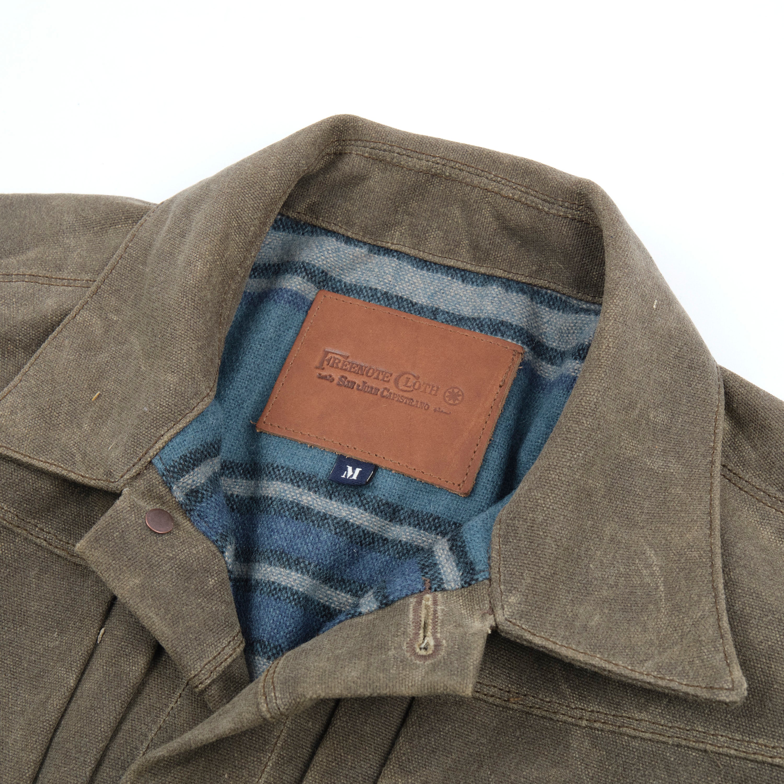 Riders Jacket Heavy Waxed Canvas Tobacco Blue Wool