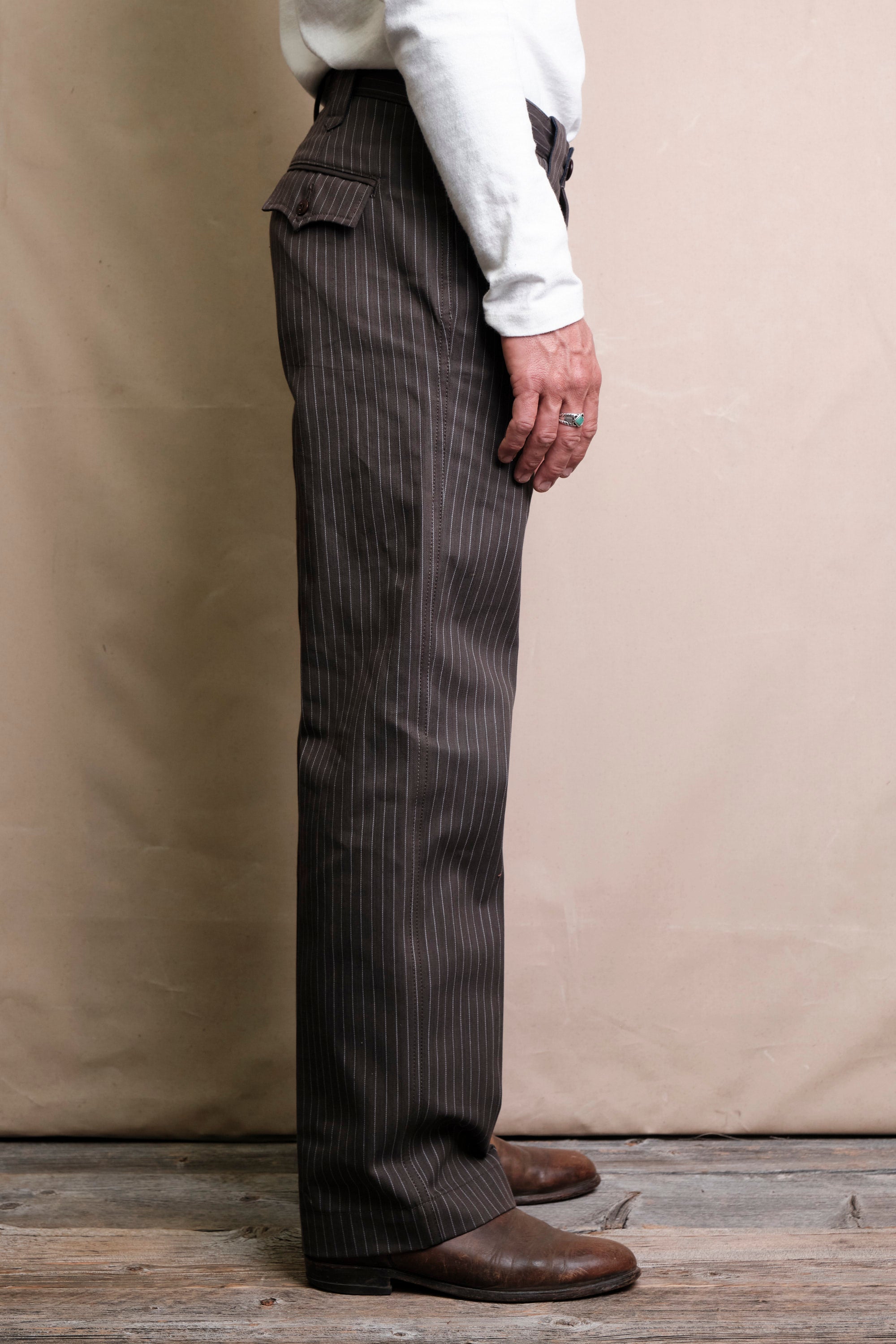Duster Pant Brown Stripe