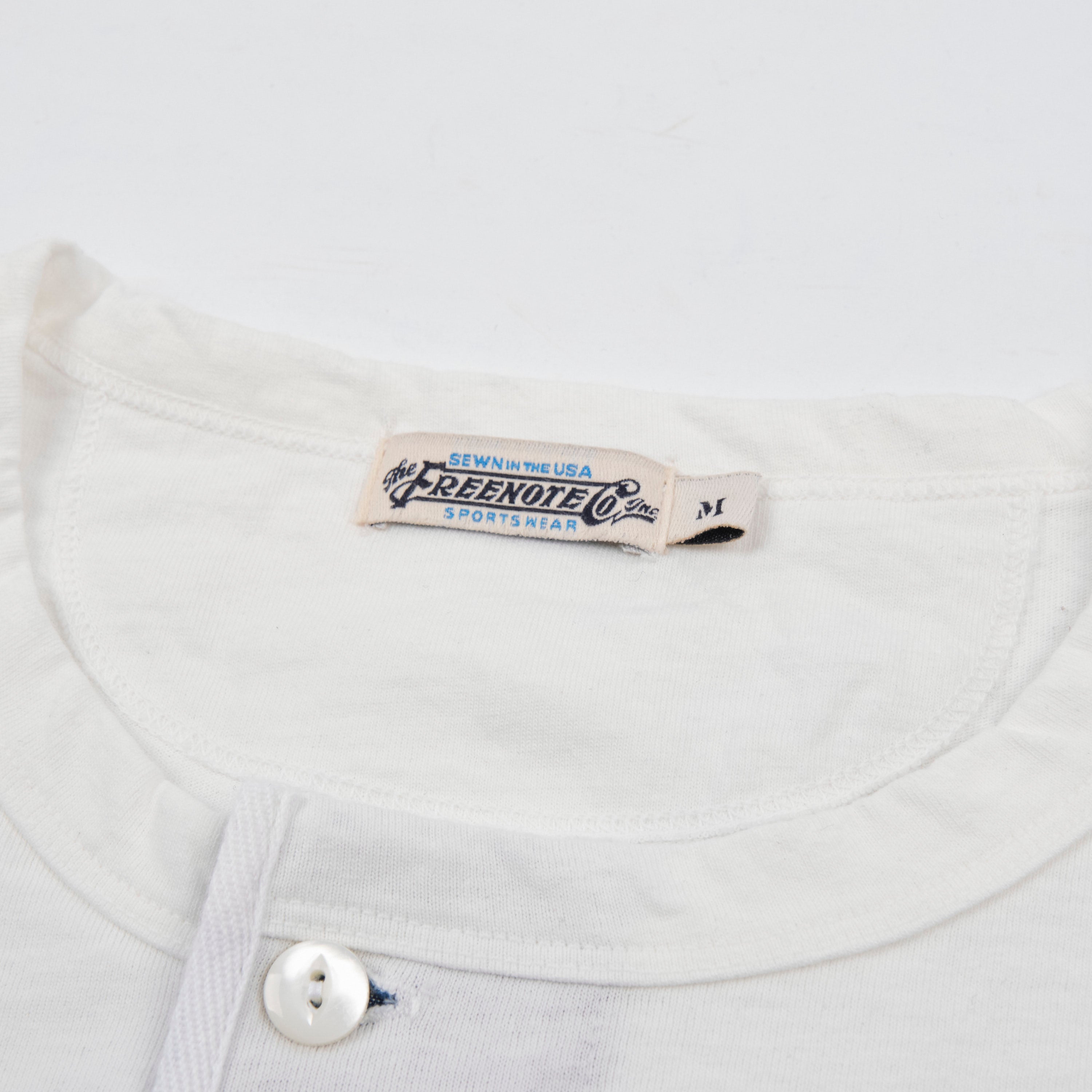 9 Ounce Henley L/S White