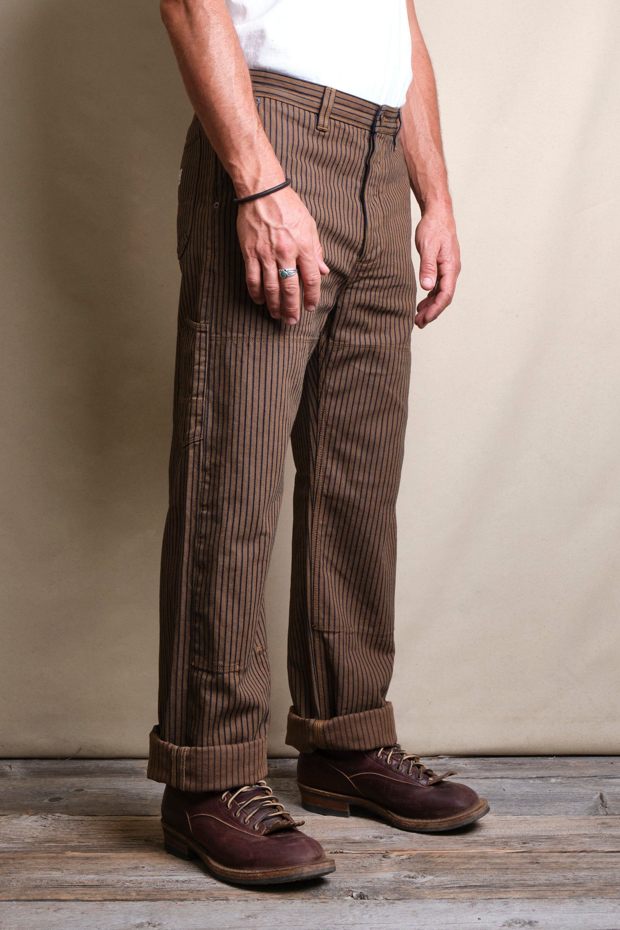 Ortega Pant Brown Herringbone Dobby