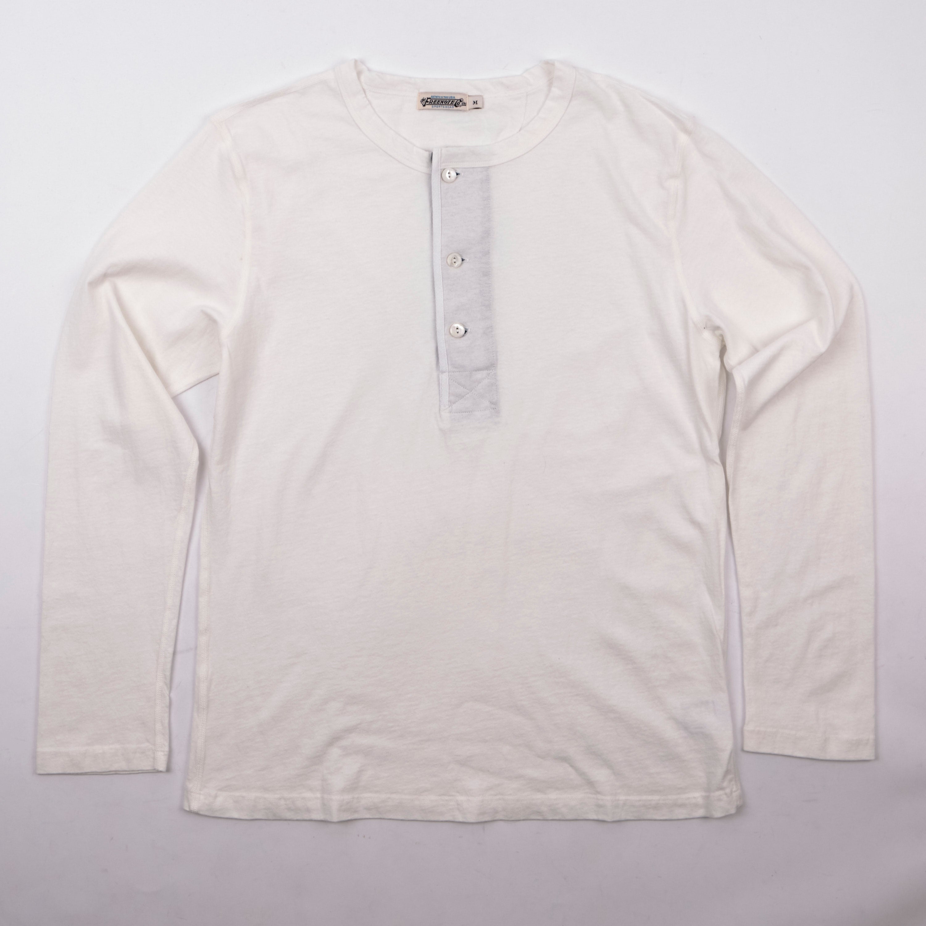 9 Ounce Henley L/S White