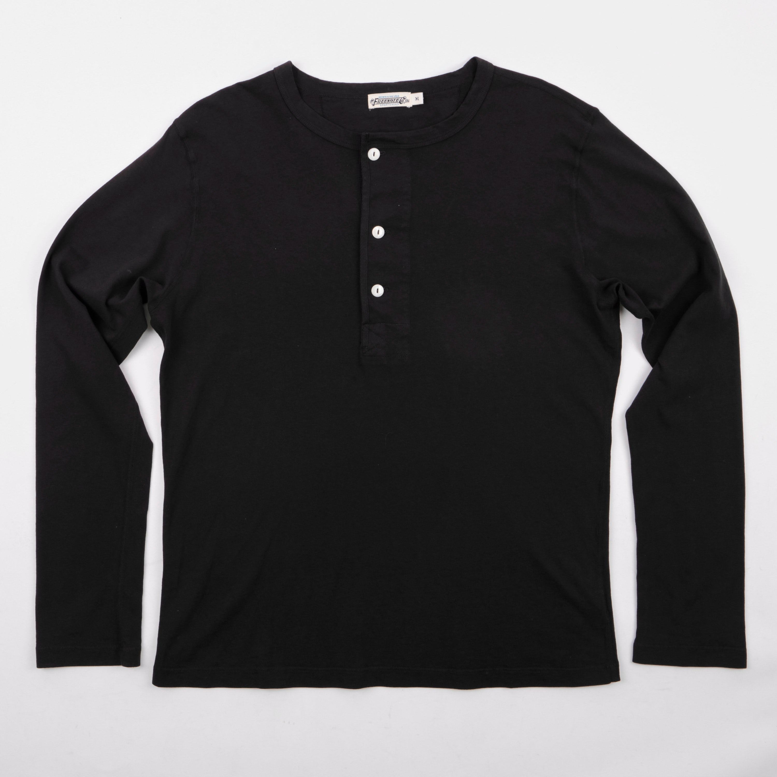 9 Ounce Henley L/S Black