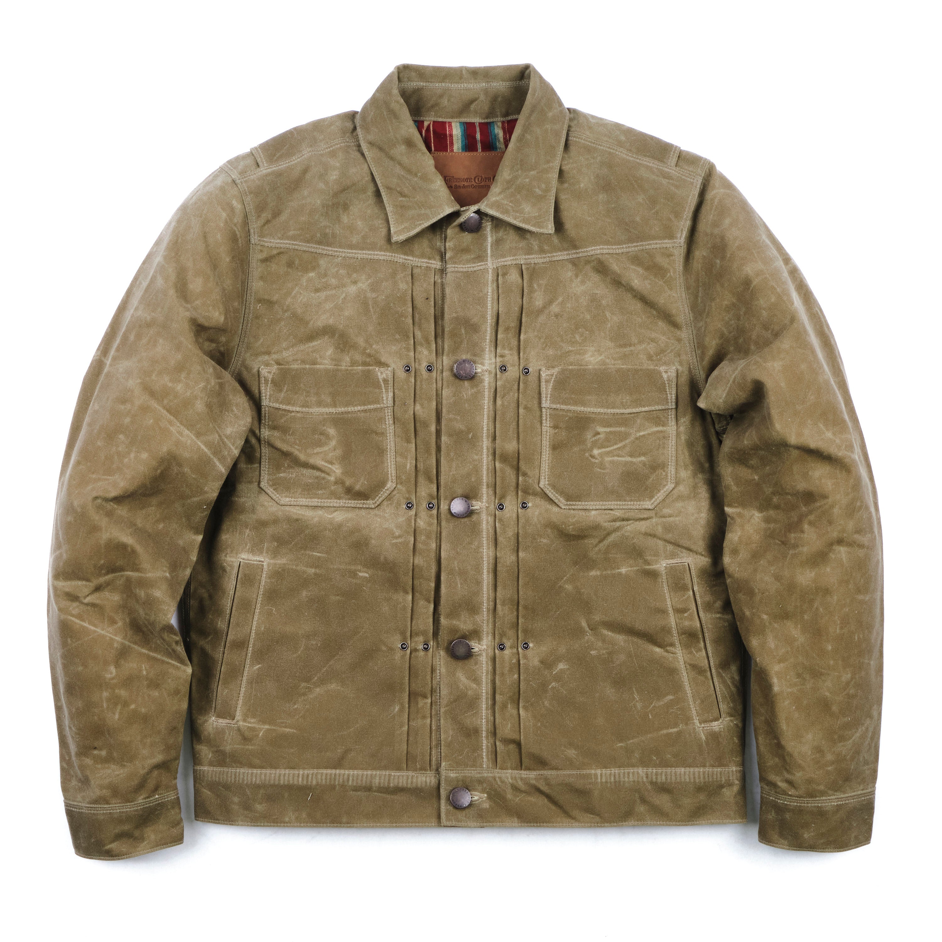 Riders Jacket Waxed Canvas Tobacco Red Interior