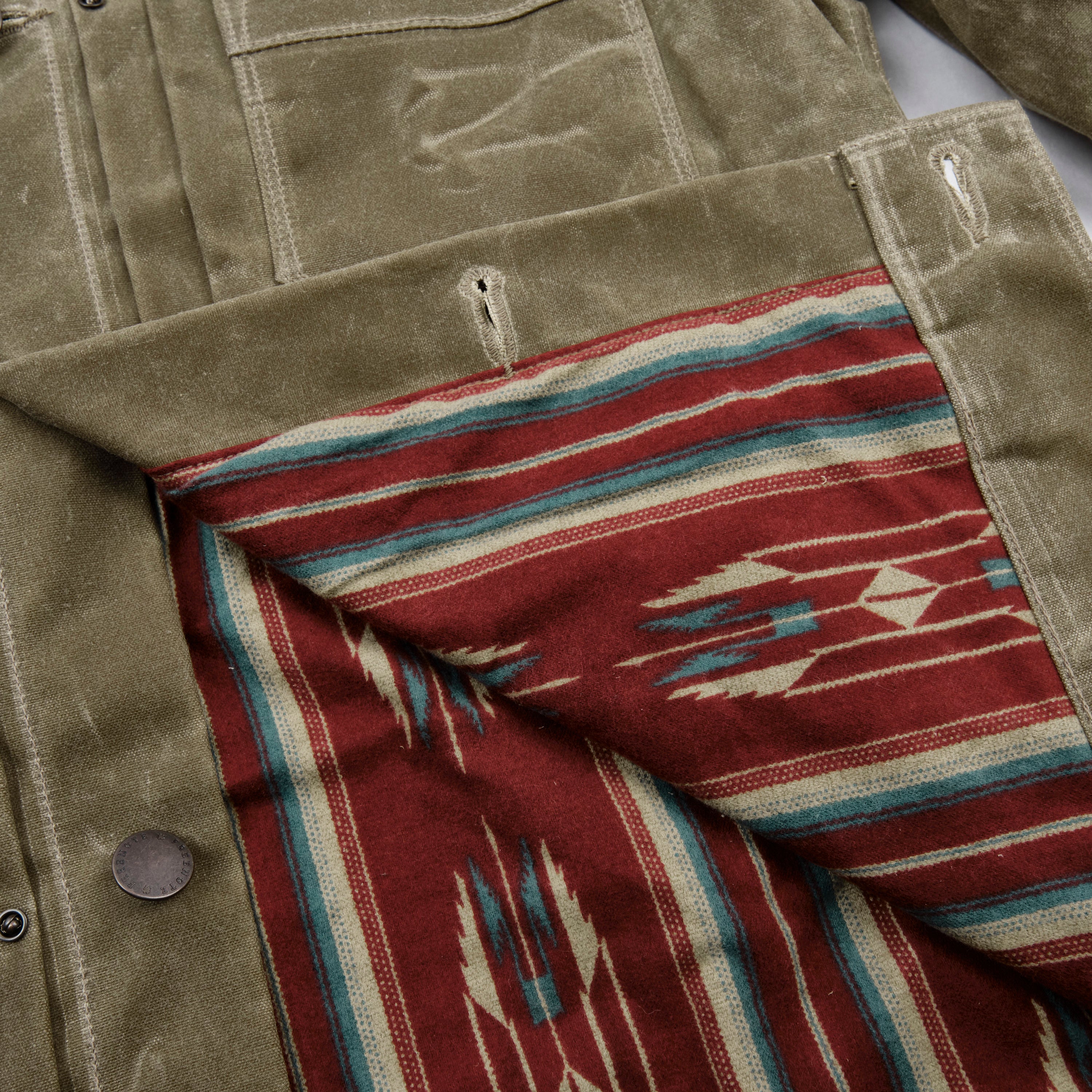 Riders Jacket Waxed Canvas Tobacco Red Interior