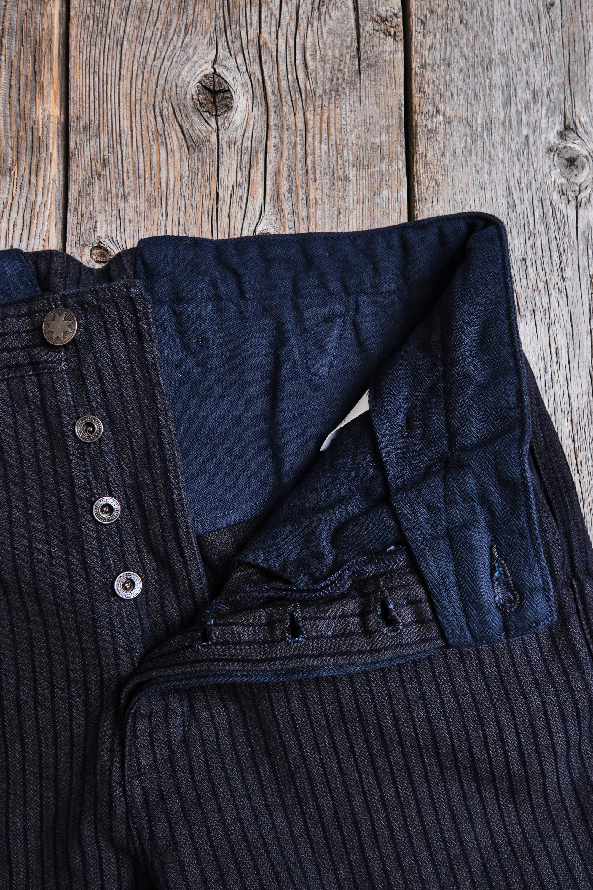 Western Pant Indigo Herringbone Dobby