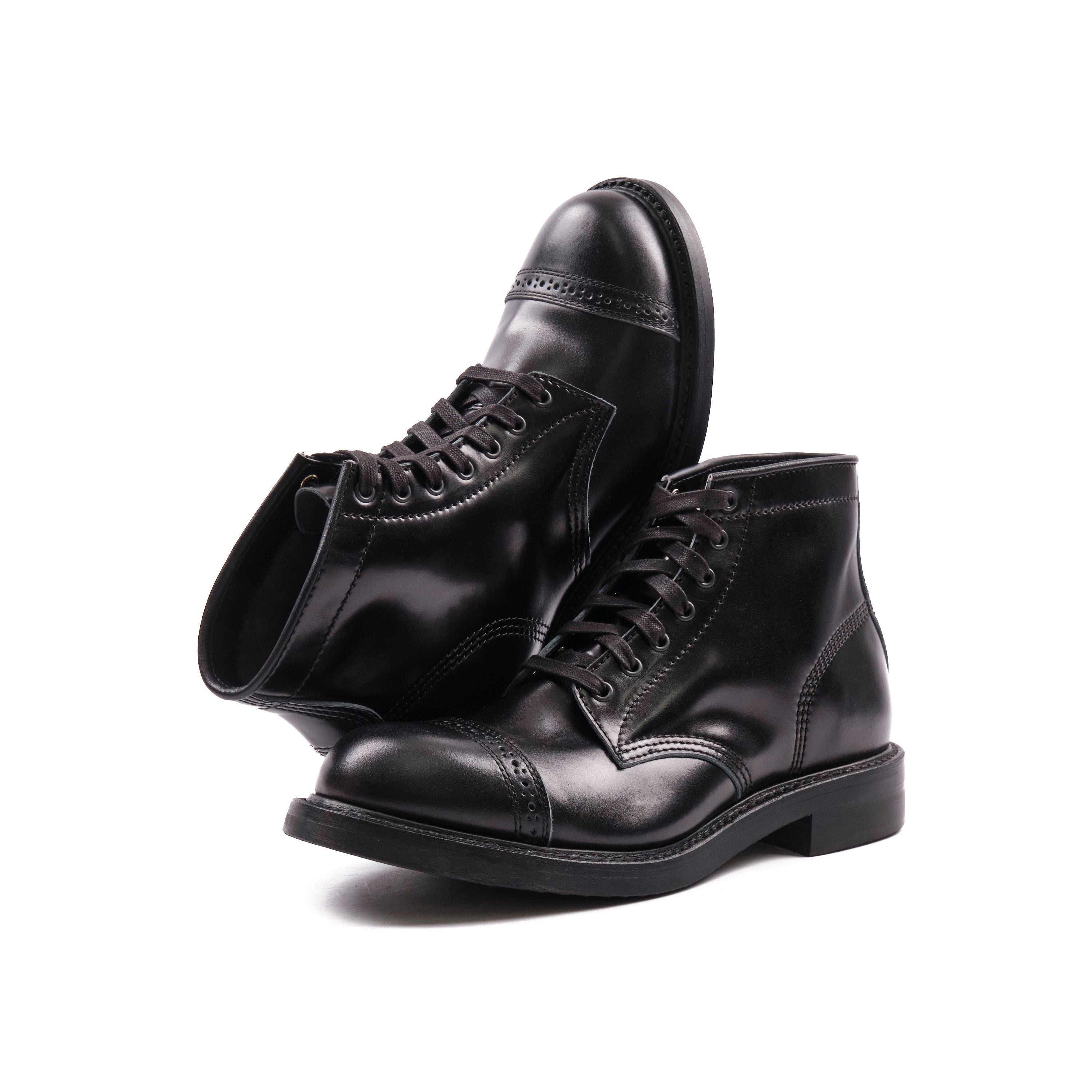 John Lofgren Combat Boots - Shinki Black Shell Cordovan - Black Ops