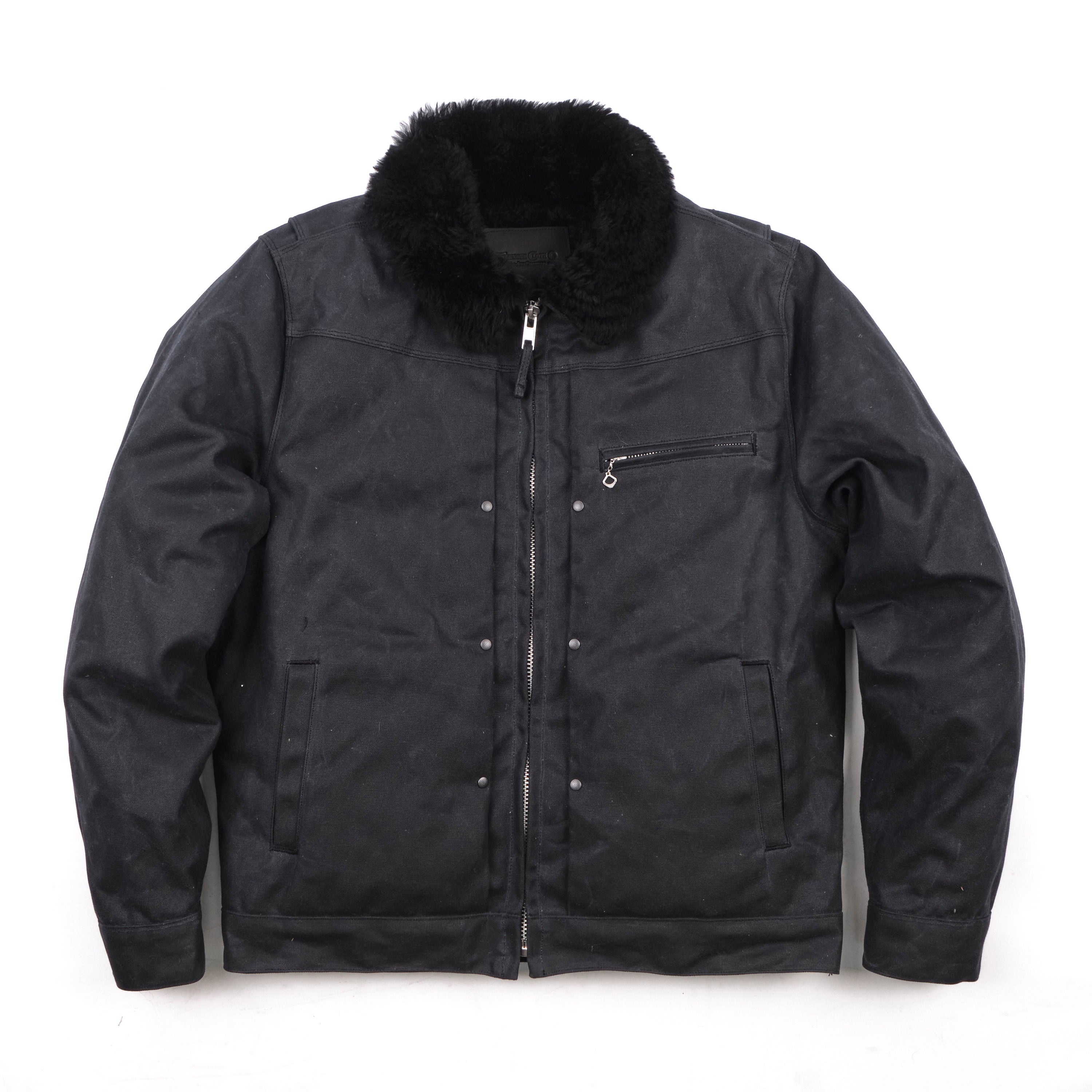 RJ-2 Waxed Canvas 20 Ounce Black Shearling