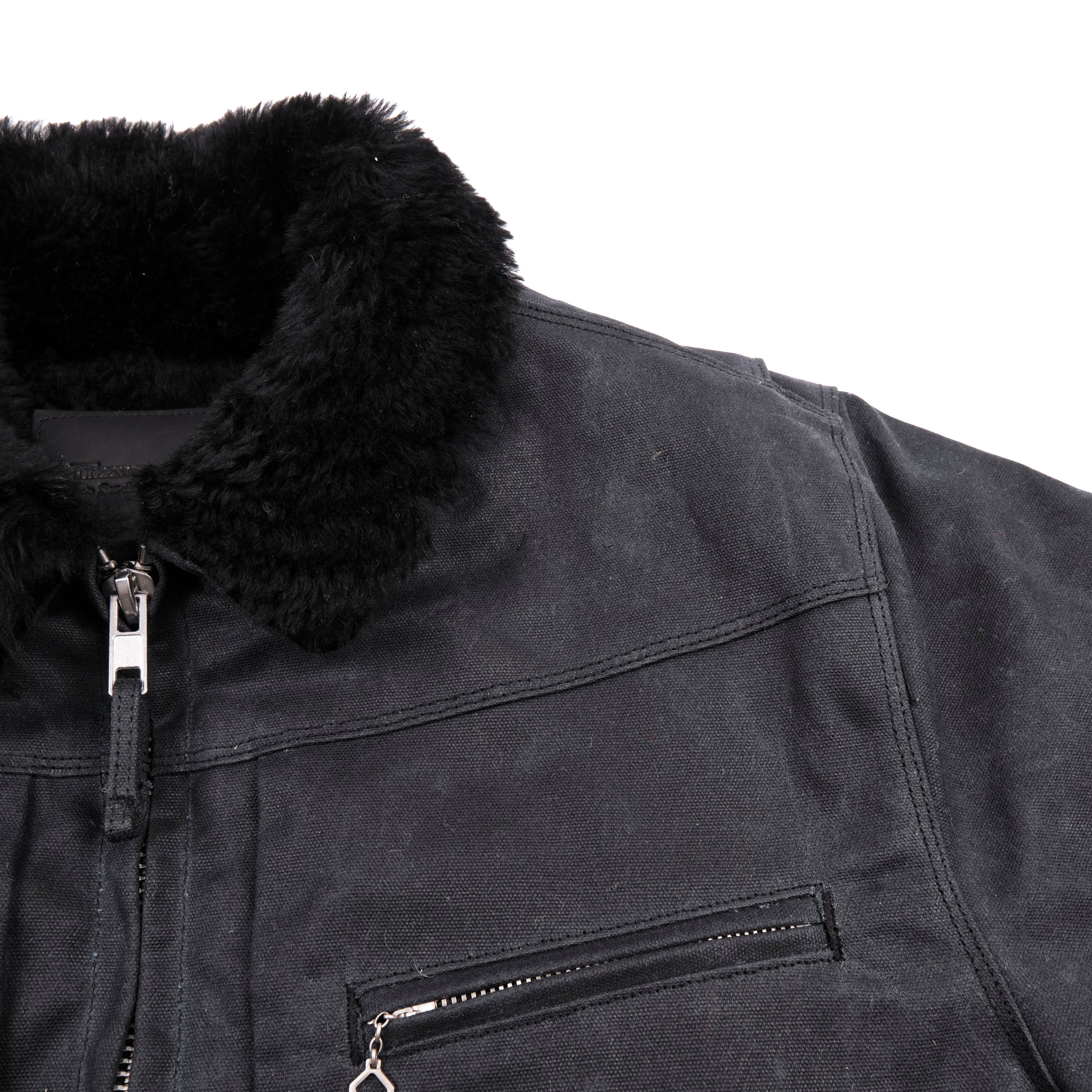 RJ-2 Waxed Canvas 20 Ounce Black Shearling