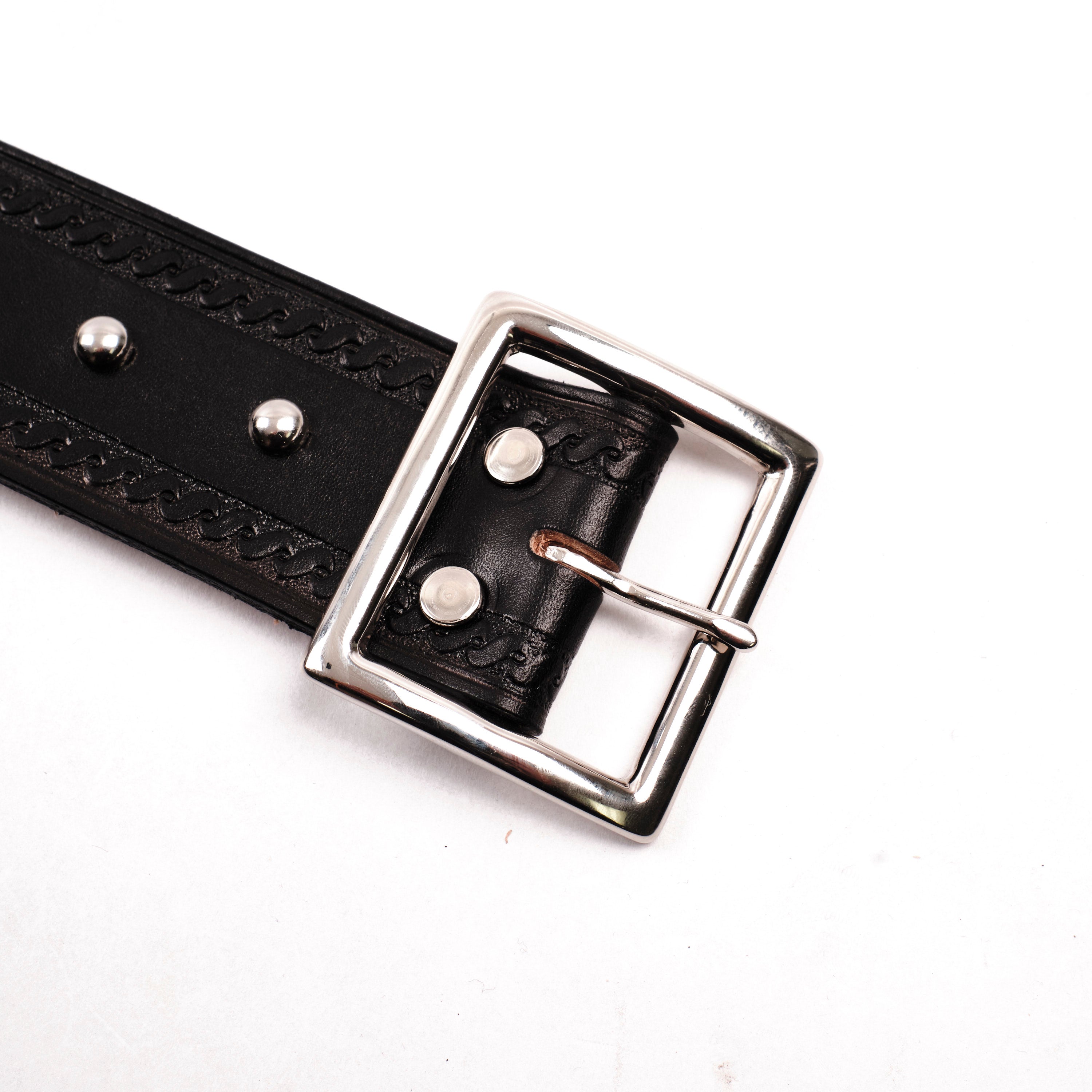 Codina Leather - Serpetine Spotted Garrison Belt Black