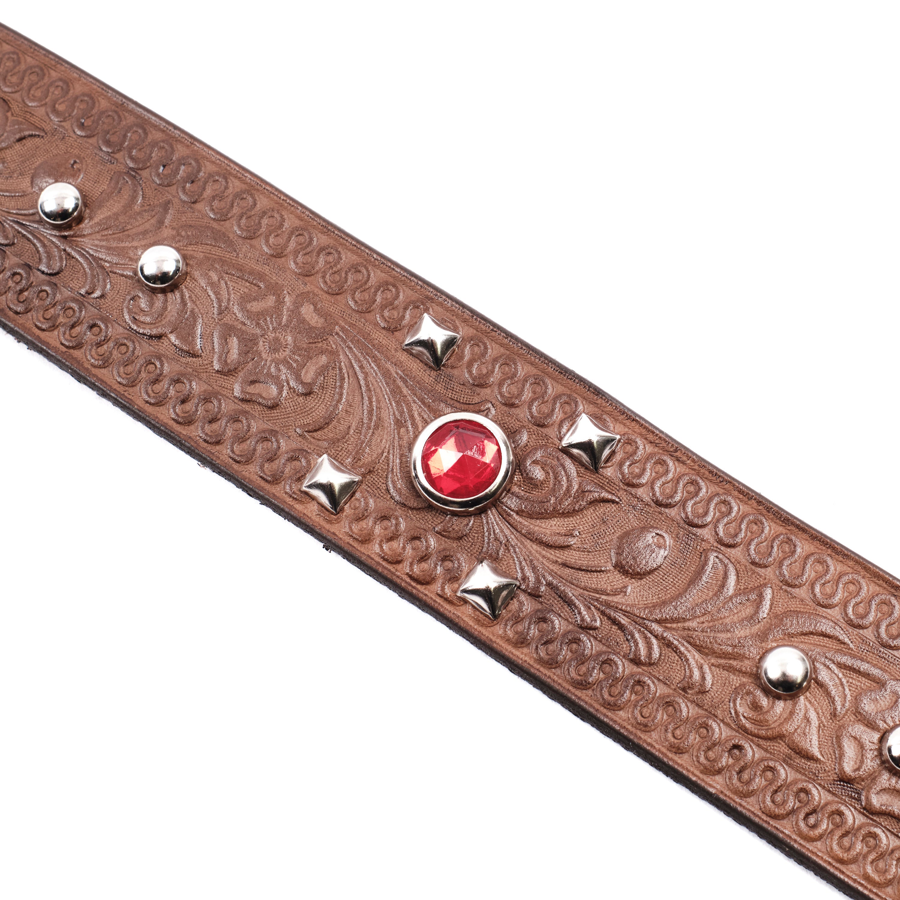 Freenote Cloth x Codina Leather - Custom Pyramid Spots Belt Brown