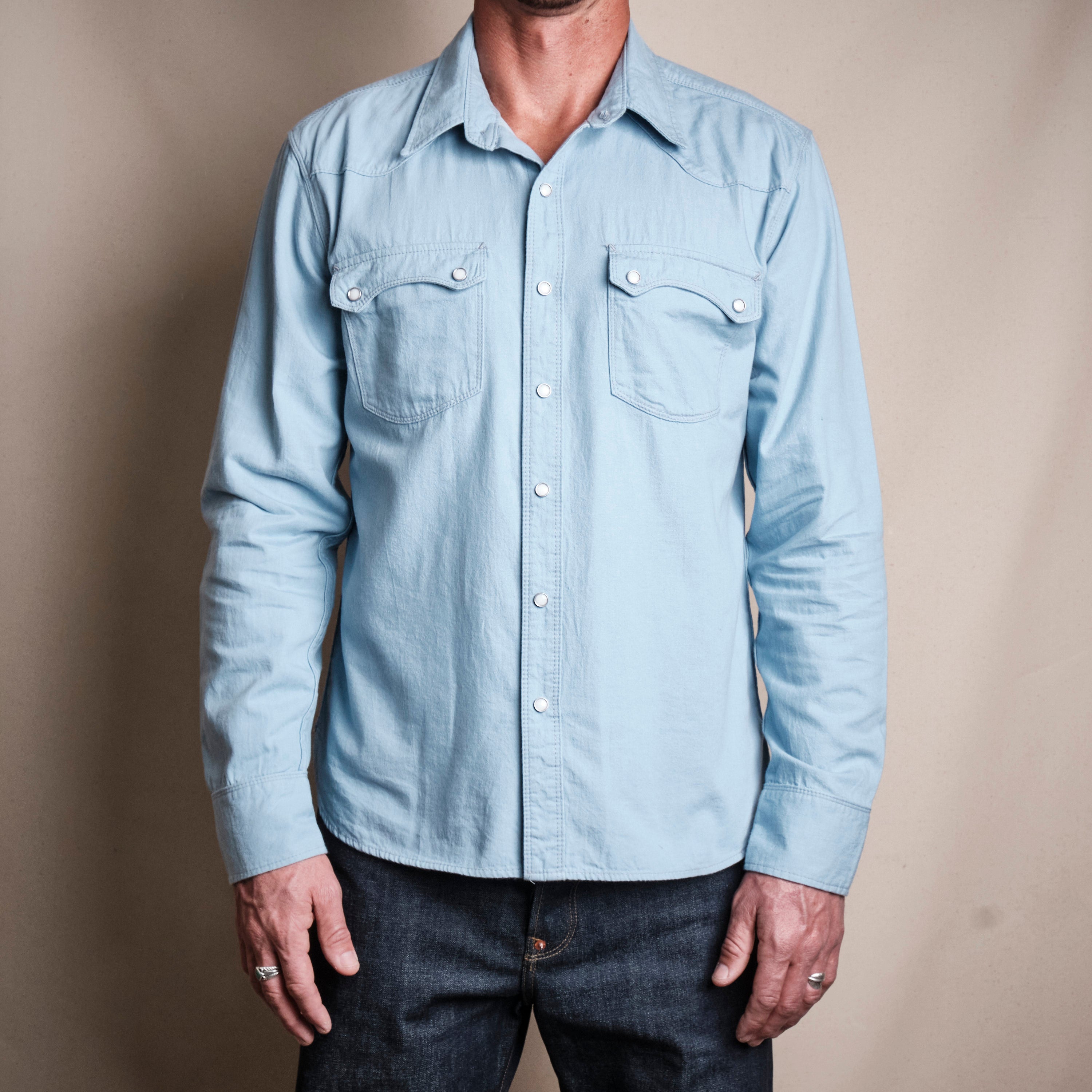 Modern Western Clear Blue Chambray
