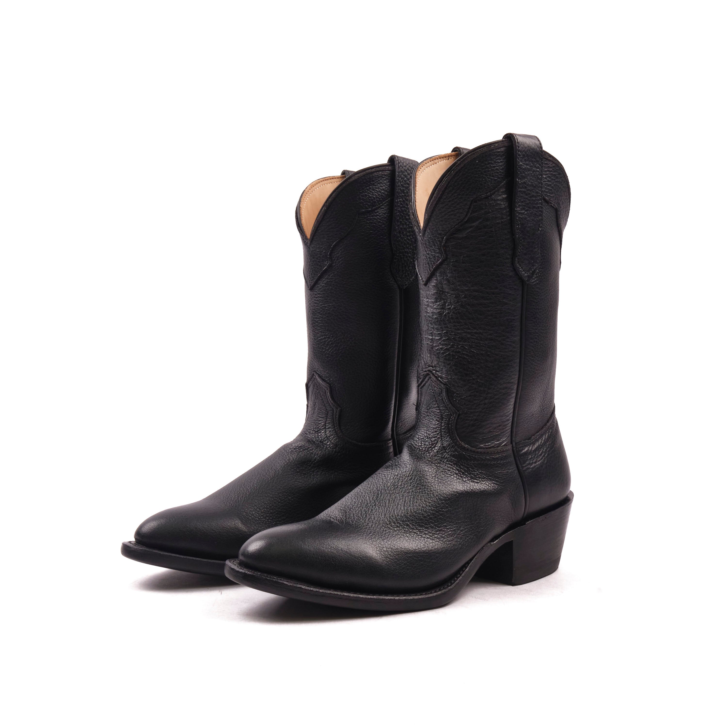 Freenote Cloth x Fenoglio Boot Co. - Black Deerskin Cowboy Boot