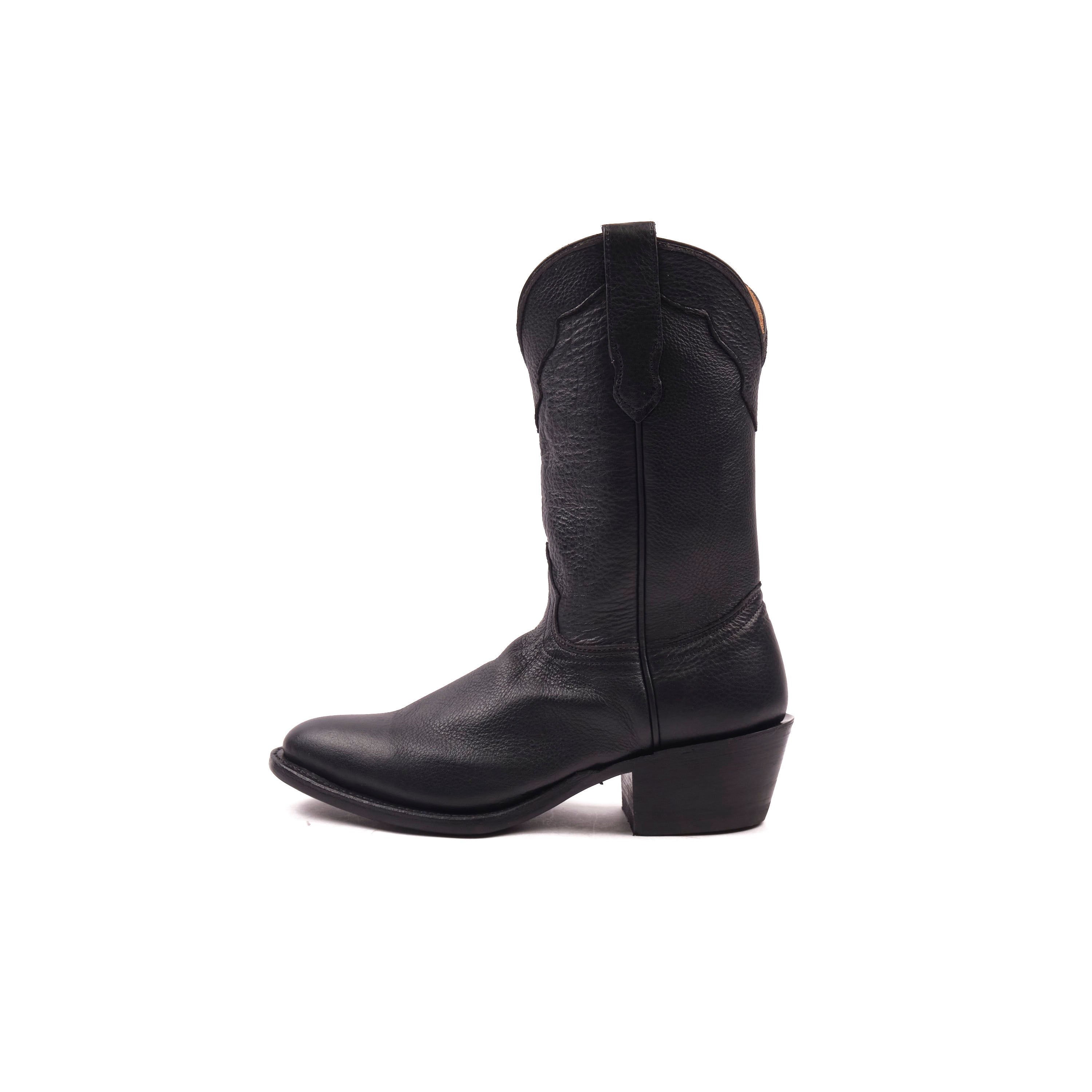 Freenote Cloth x Fenoglio Boot Co. - Black Deerskin Cowboy Boot
