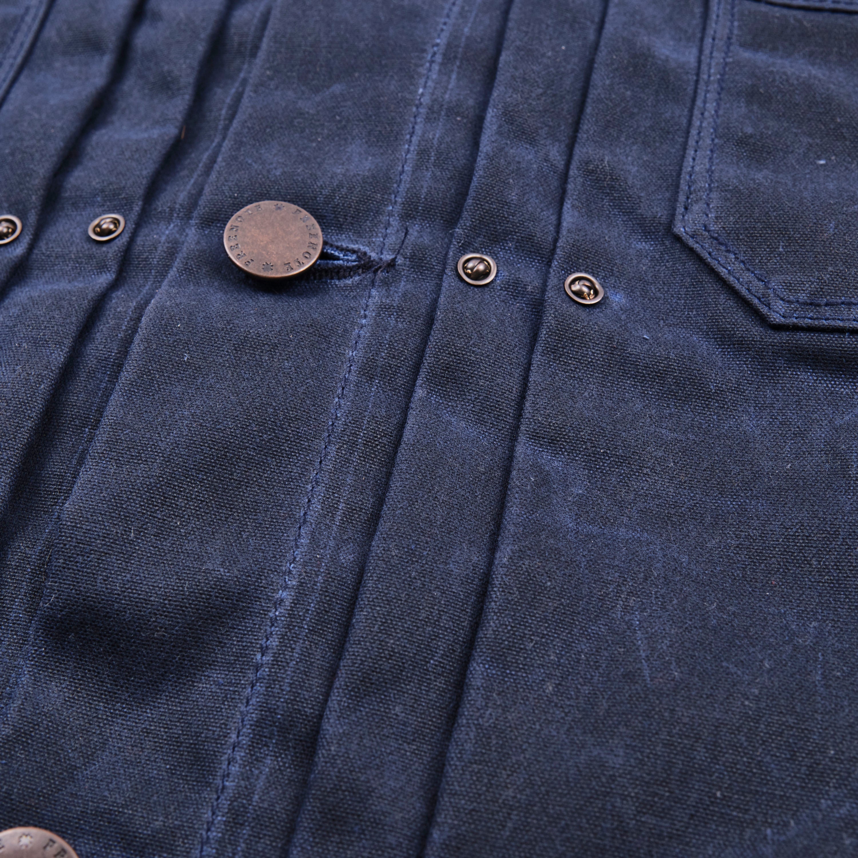 Riders Jacket Waxed Canvas Navy Purple Interior