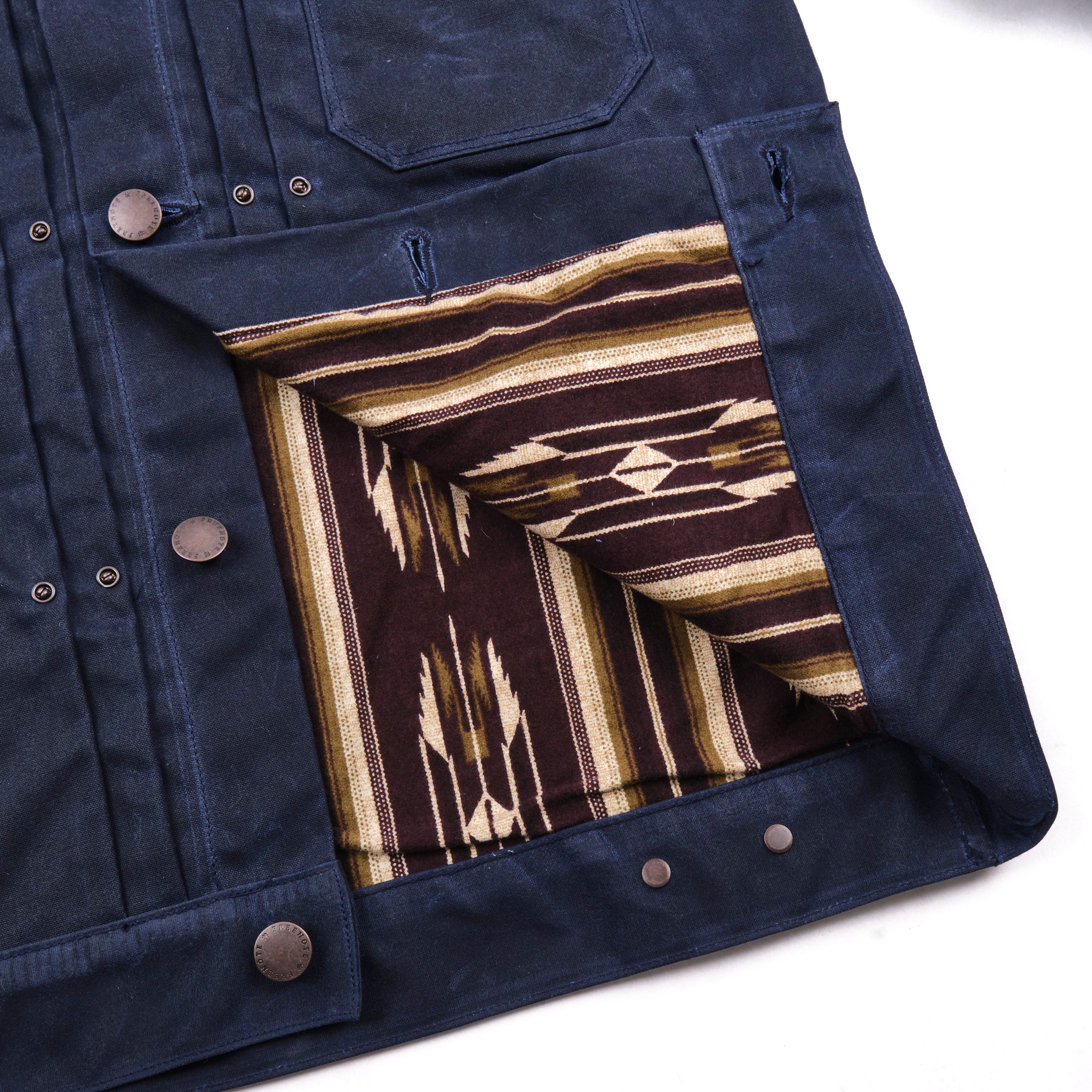 Riders Jacket Waxed Canvas Navy Purple Interior