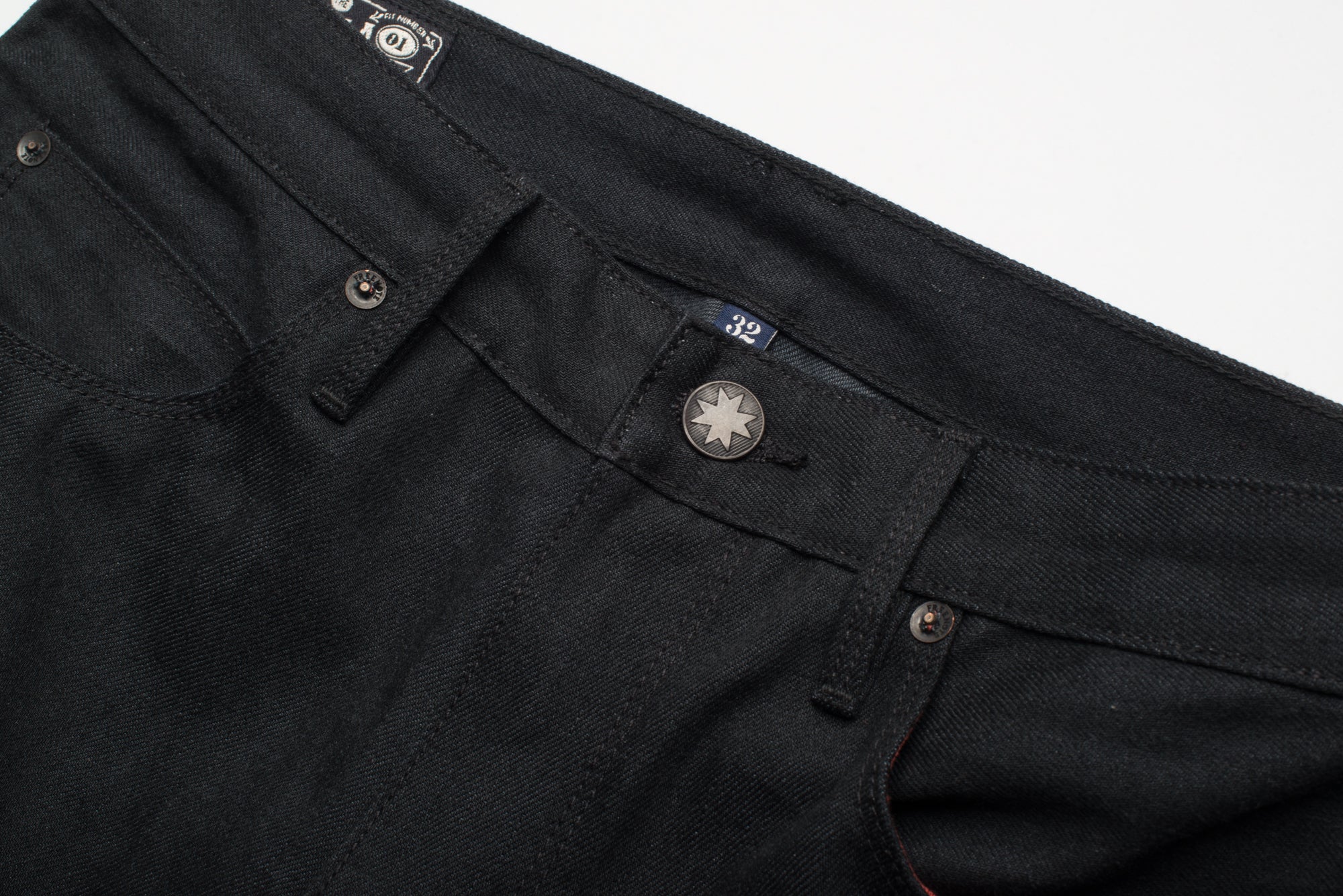 Avila Slim Taper - Raw 14.25 oz Black Grey Denim Front