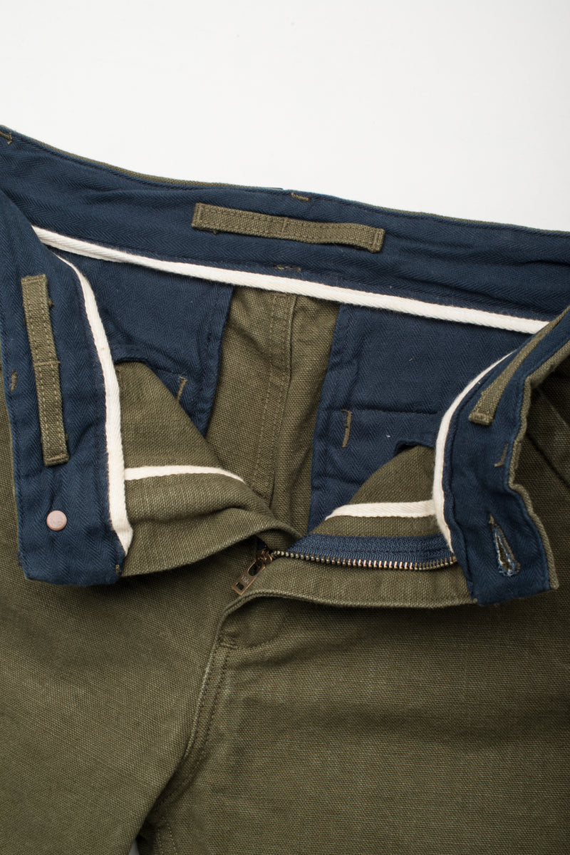 Workers Chino Slim Fit <span> 14 Ounce Slub Army Green </span>