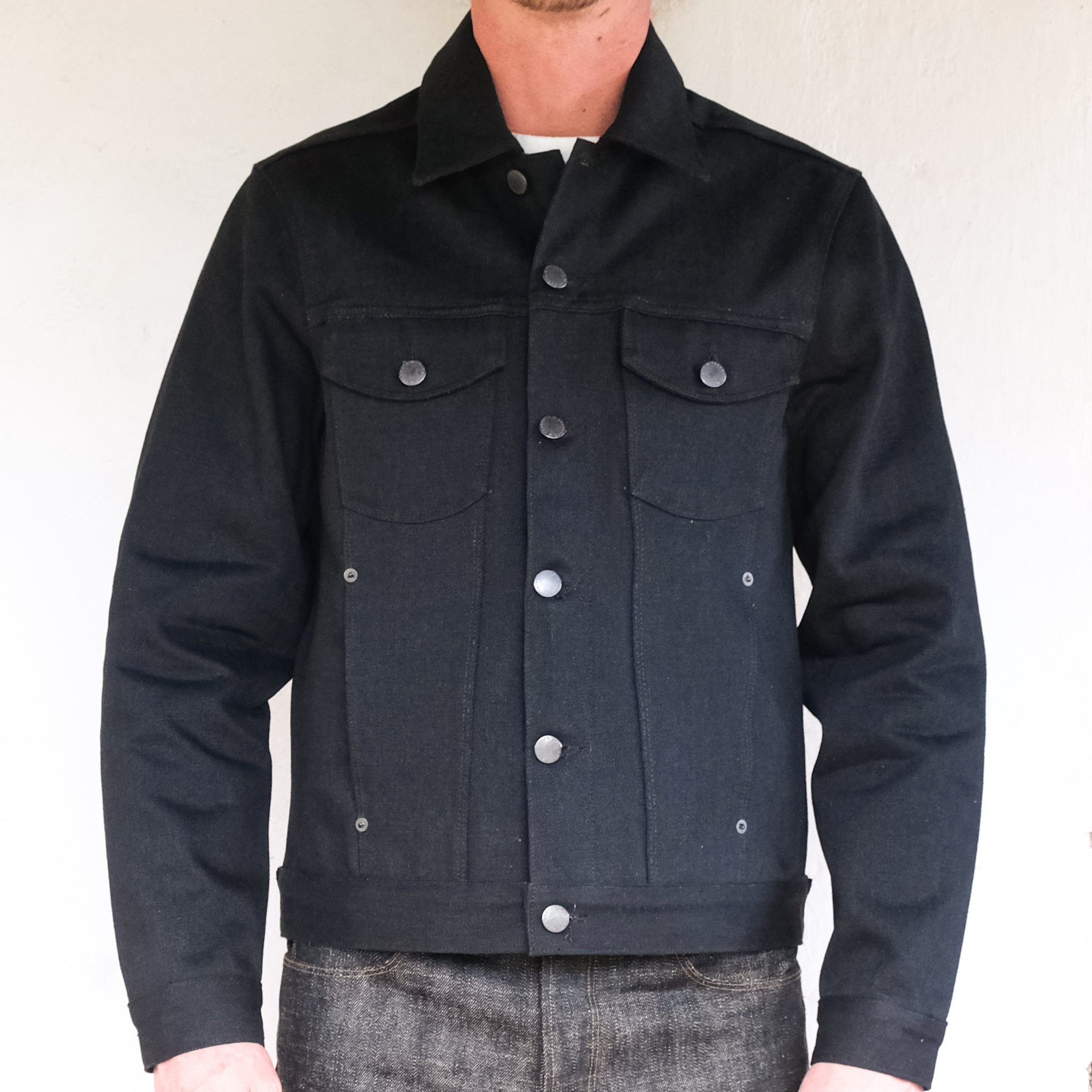 Black Denim Jersey Sleeve Hooded Jacket | New Look