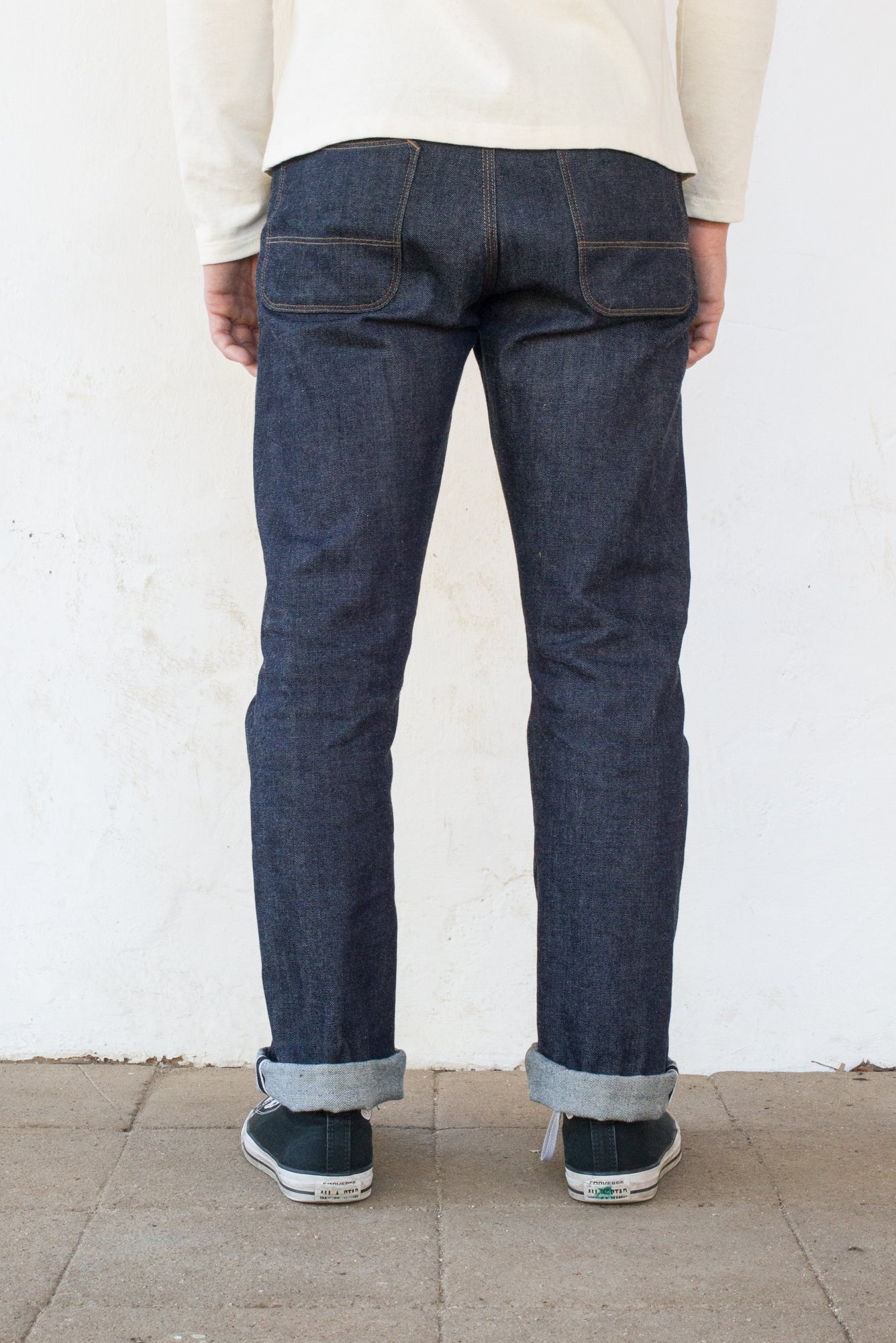 Belford Straight Raw 15 Ounce Indigo Denim On Model Back Side