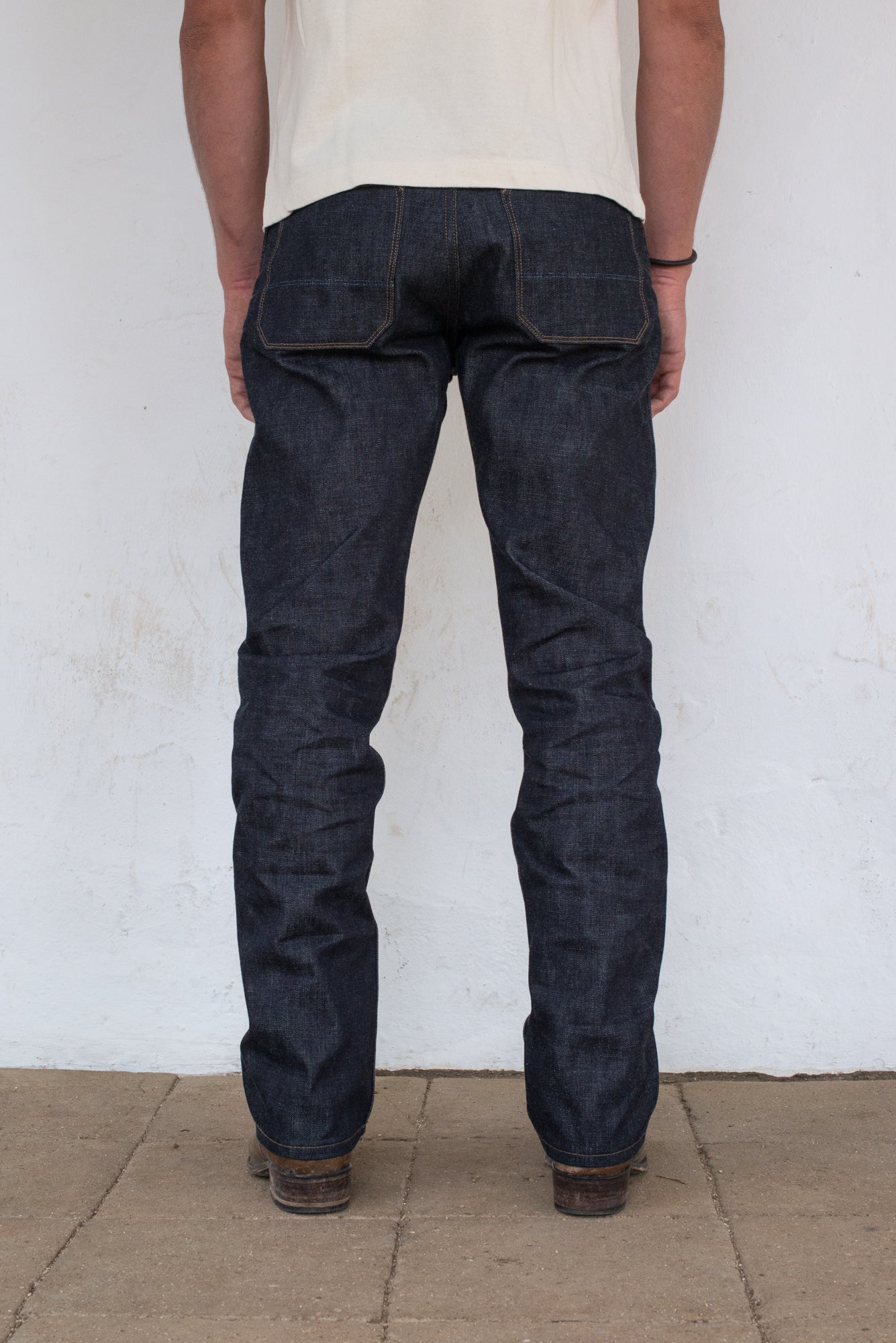 Wilkes Western raw 14.25 oz Broken Twill Japanese Denim On Body back