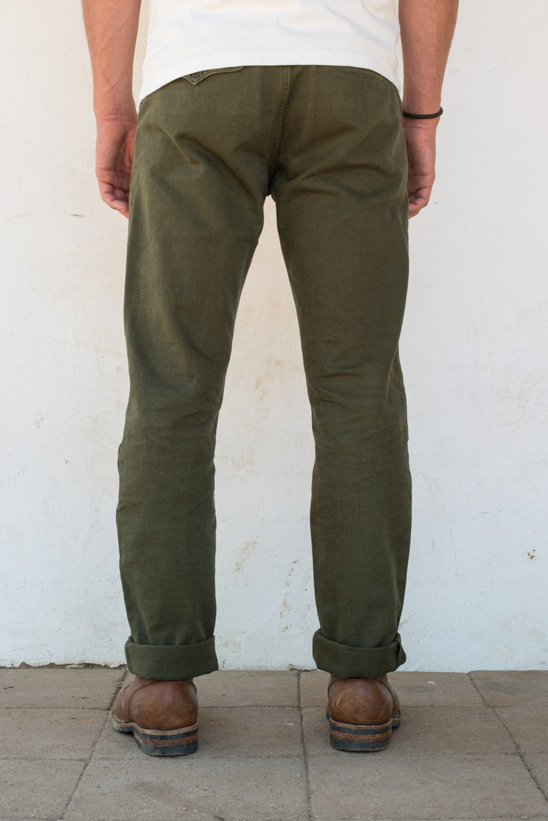 Workers Chino Slim Fit <span> 14 Ounce Slub Army Green </span>