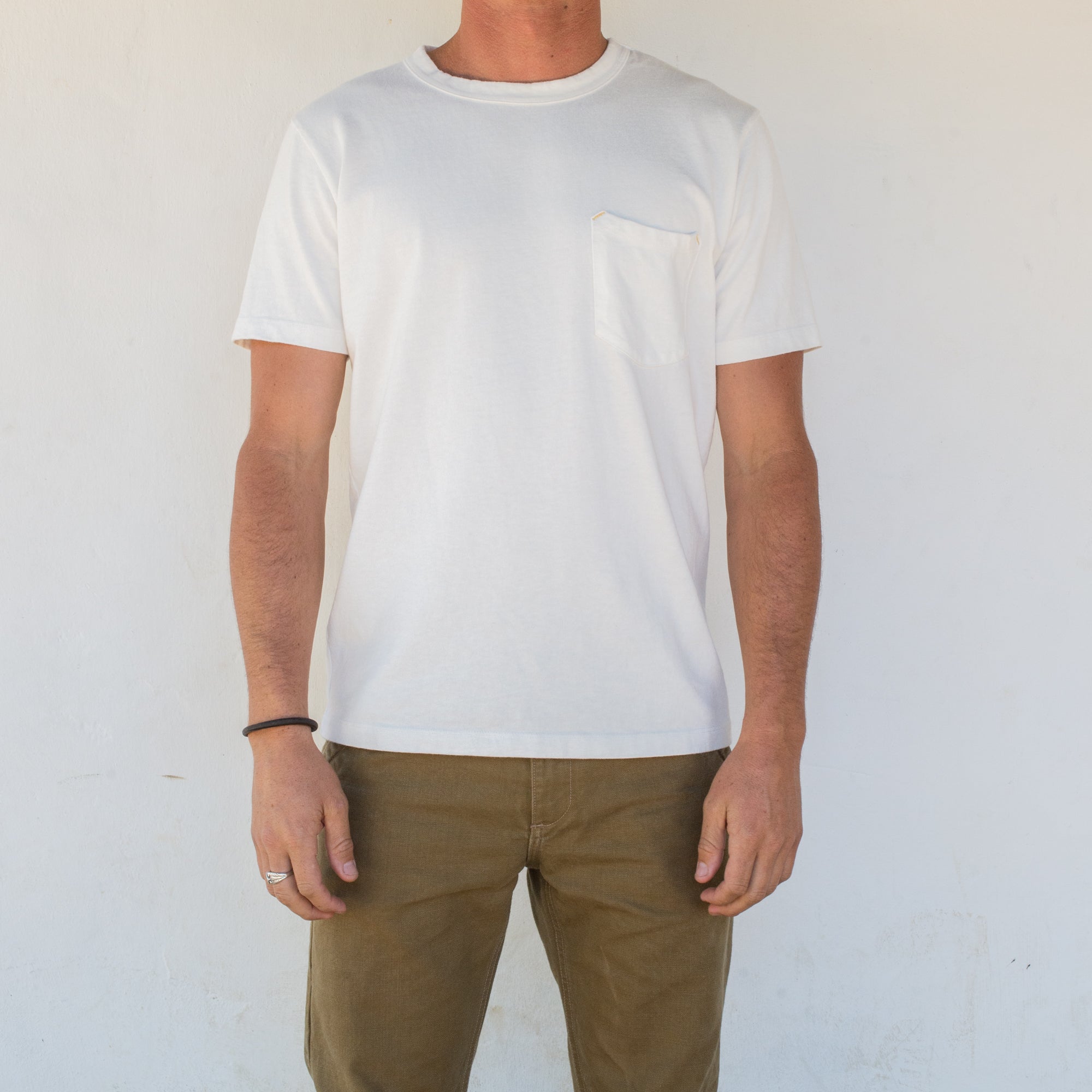 White tee clearance shirt with pocket