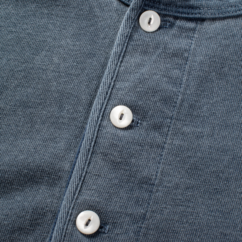 13 ounce Henley LS Faded Blue buttons